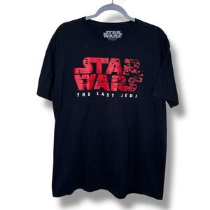 Star Wars The Last Jedi Black T-Shirt Crew Neck Short Sleeve Cotton Men Size XL